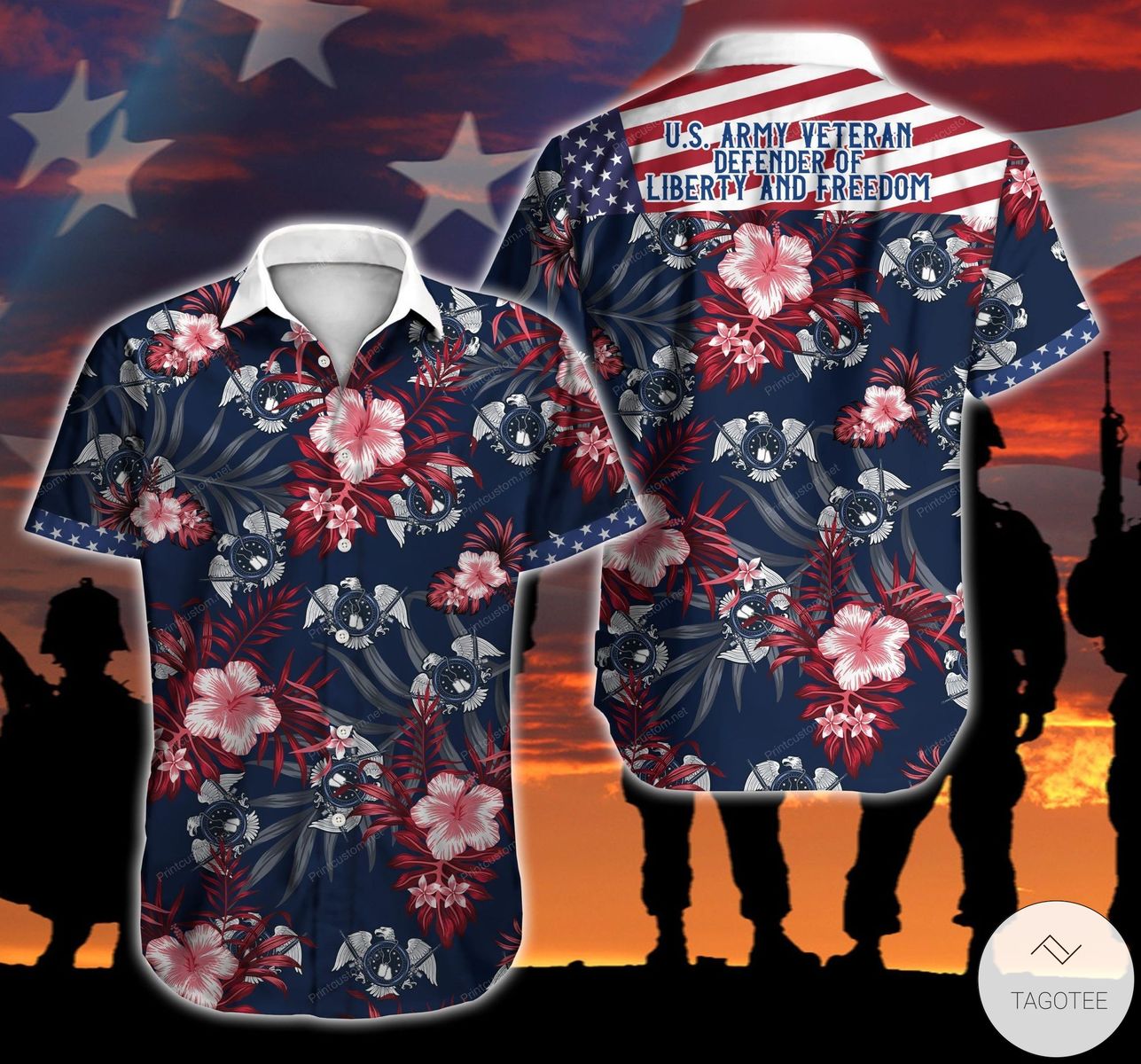 American US Army Veteran Defender Of Liberty And Freedom Button Shirt – TAGOTEE