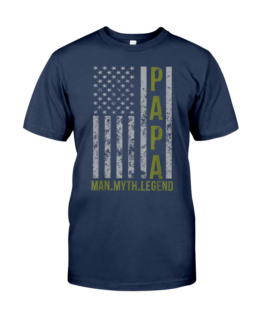 Mens Papa Gift Man Myth Legend American Flag shirt