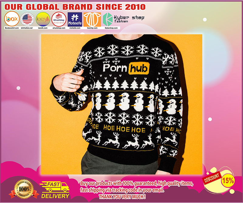 Pornhub Hoe Hoe Hoe over Print Christmas Sweater 1