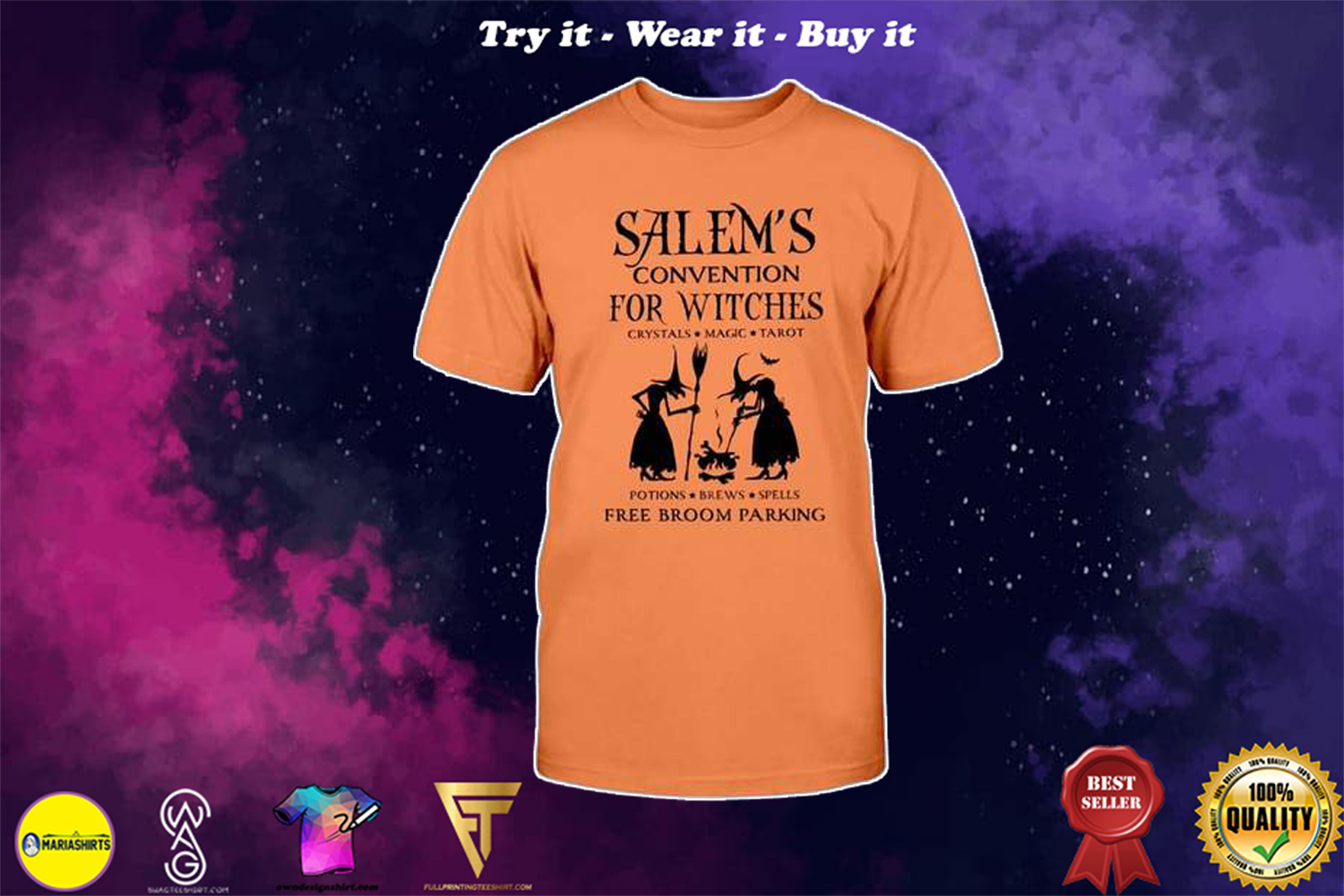 [special edition] halloween salems convention for witches free broom parking shirt – Maria