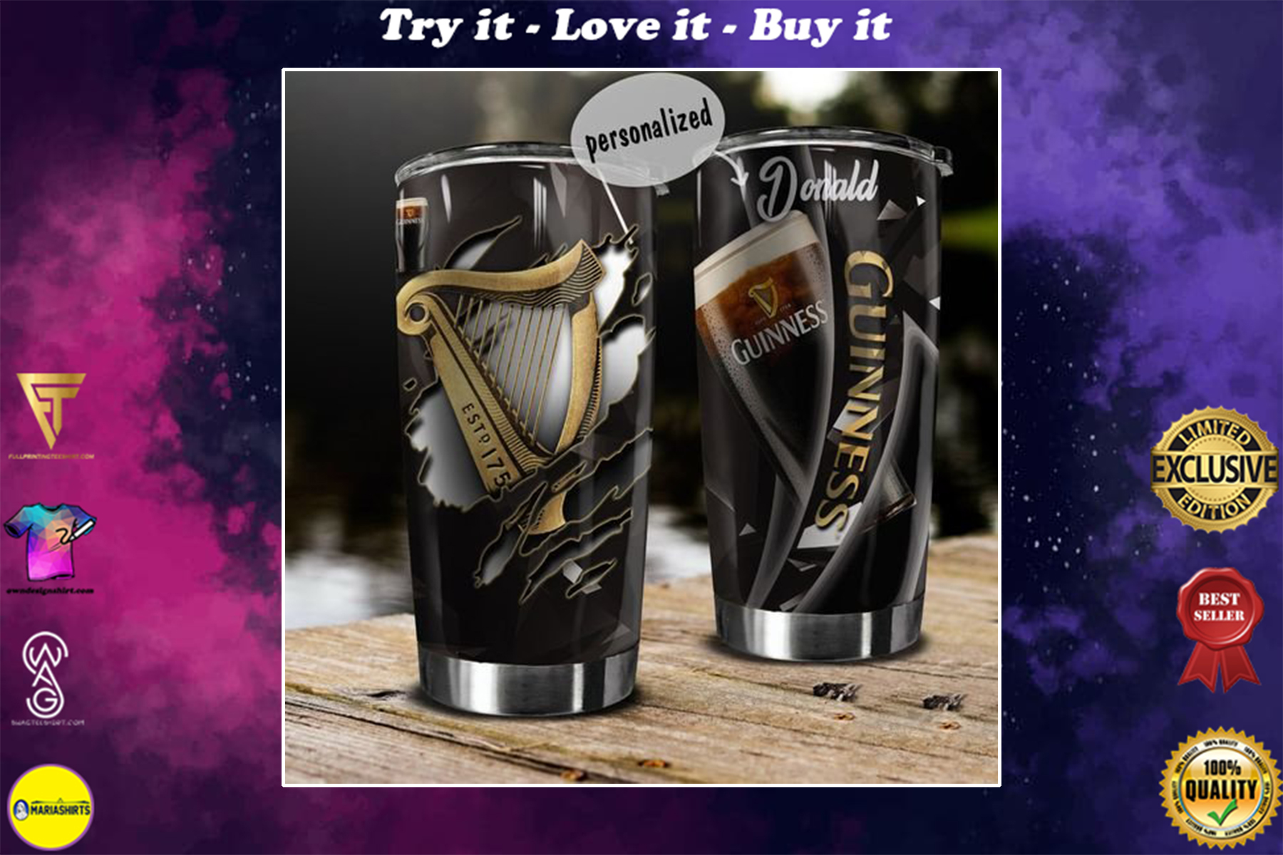 [special edition] custom name guinness beer tumbler – maria