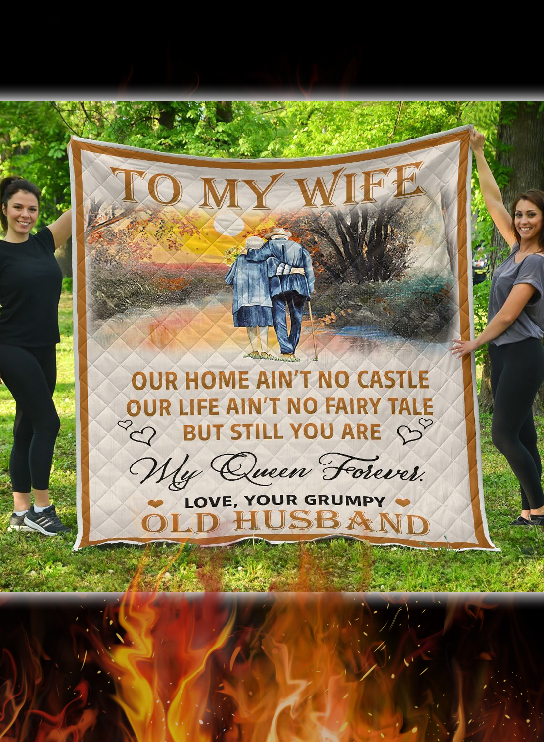 To my wife our home ain't no castle quilt blanket 3