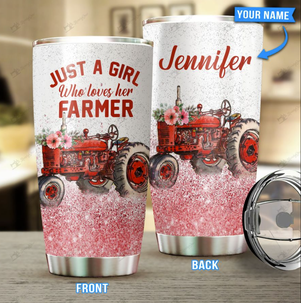 Personalized just a girl who loves her farmer tumbler – dnstyles