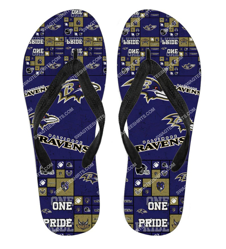 [special edition] the baltimore ravens team all over print flip flops – maria