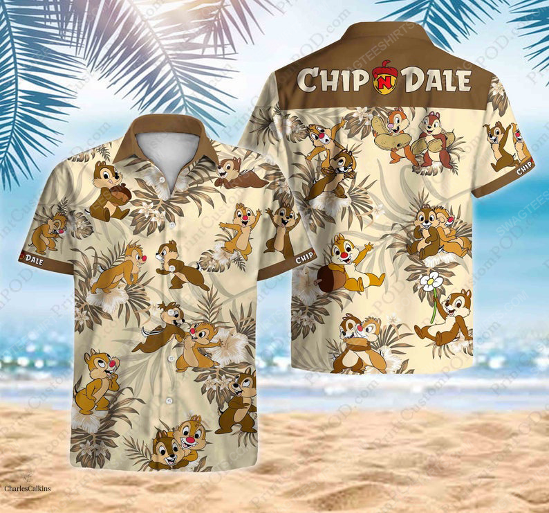 Chip and dale disney cartoon summer vacation hawaiian shirt 1