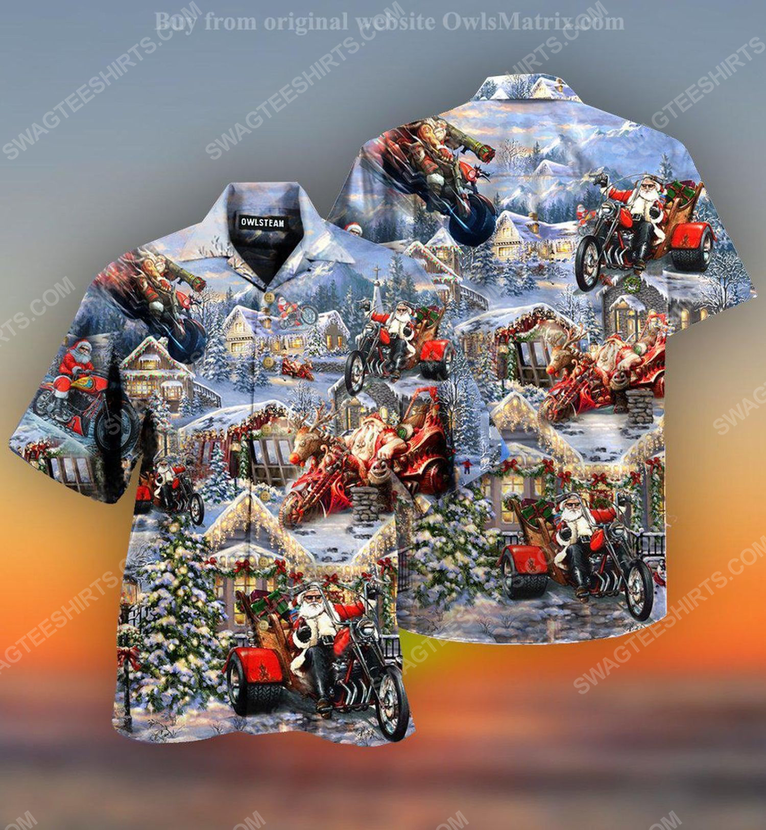 Christmas holiday santa riding motor full print hawaiian shirt 1 - Copy (2)
