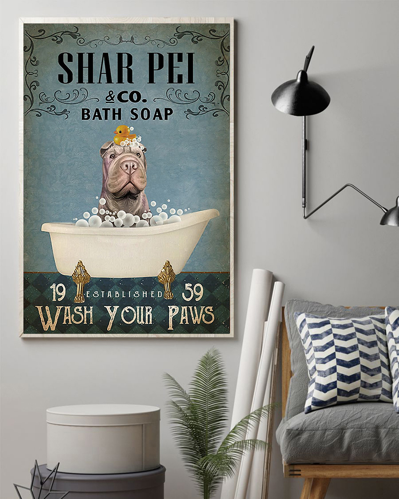 Pitbull wash your paws bathroom wall decor poster – maria