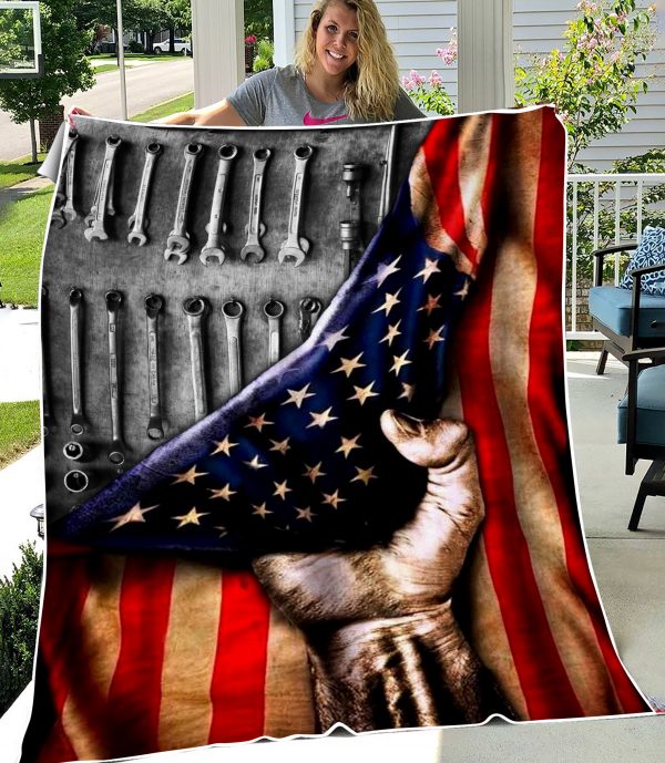 Mechanic American Flag Blanket