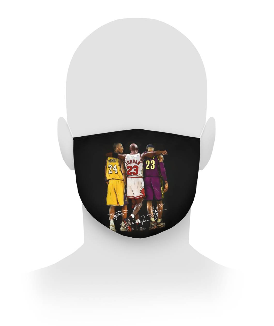 Kobe Bryant Michael Jordan LeBron James face mask - detail