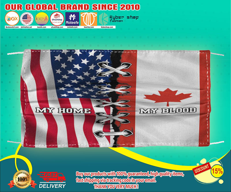 American flag my home my blood canada face mask 4