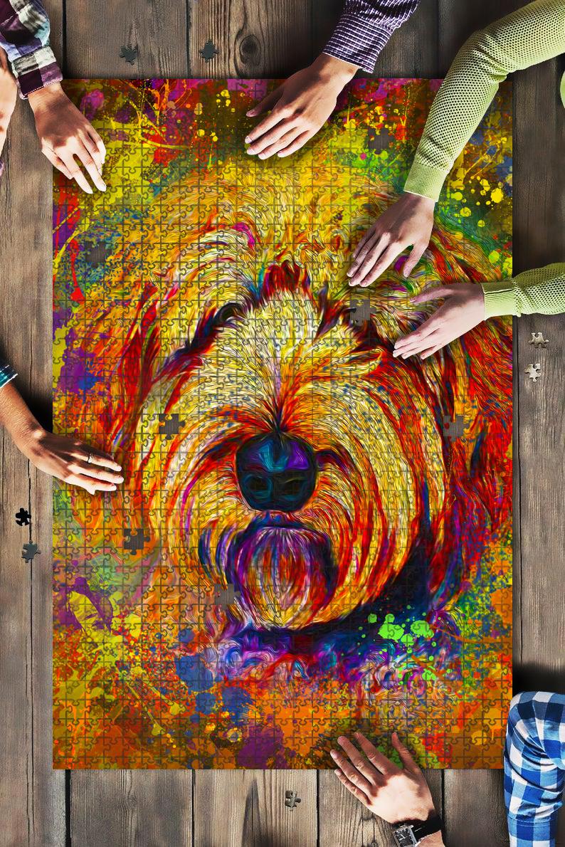 Goldendoodle Dog Colorful Jigsaw Puzzle