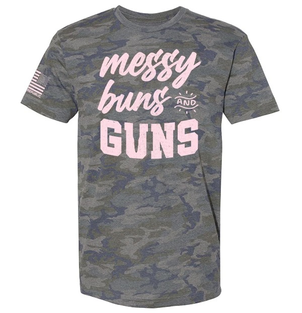 Messy buns and guns camo 3d shirt