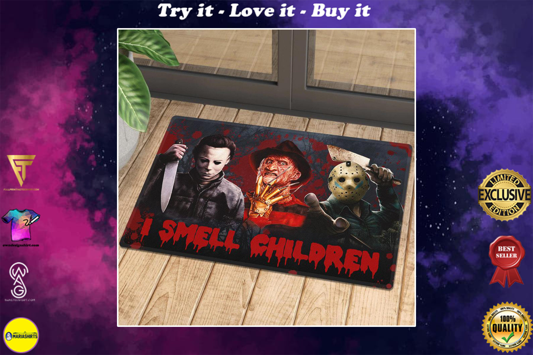 [special edition] halloween horror killers i cant smell children doormat – maria
