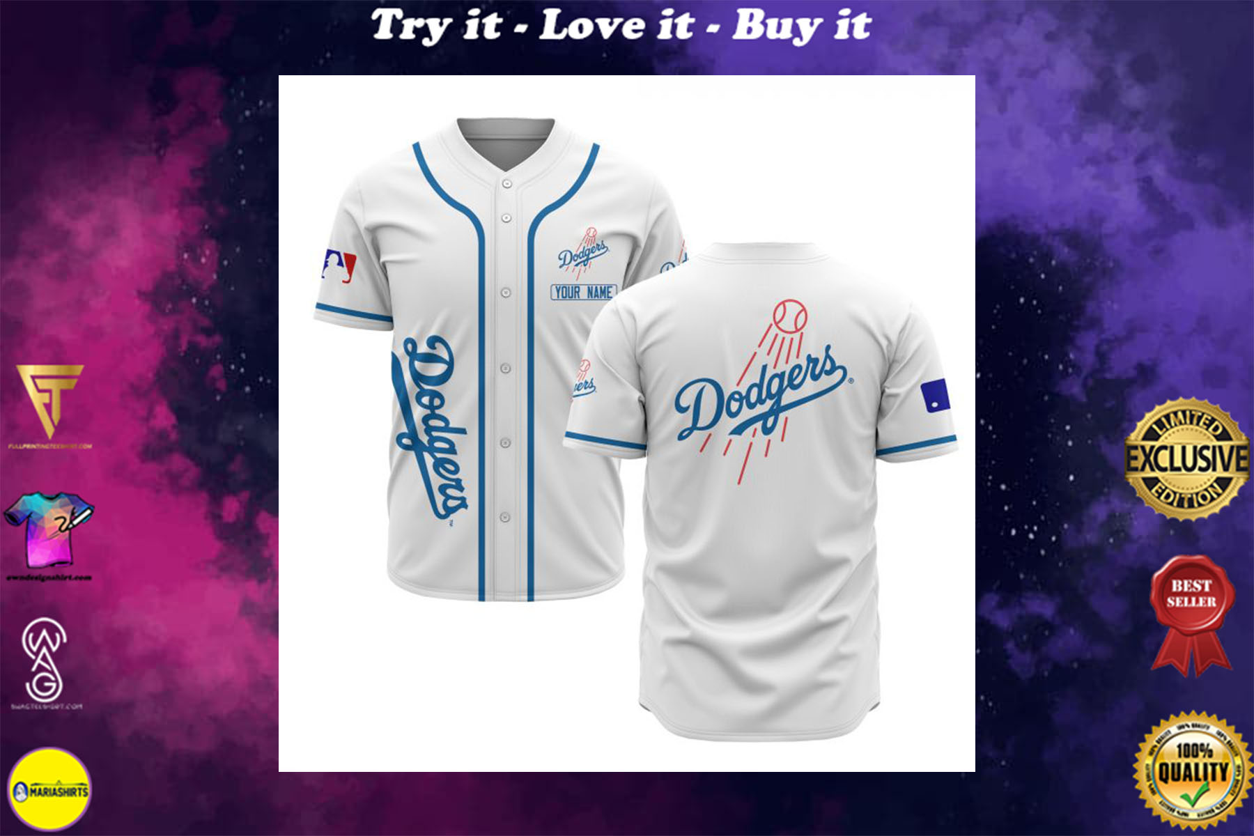 [special edition] custom name los angeles dodgers baseball shirt – maria