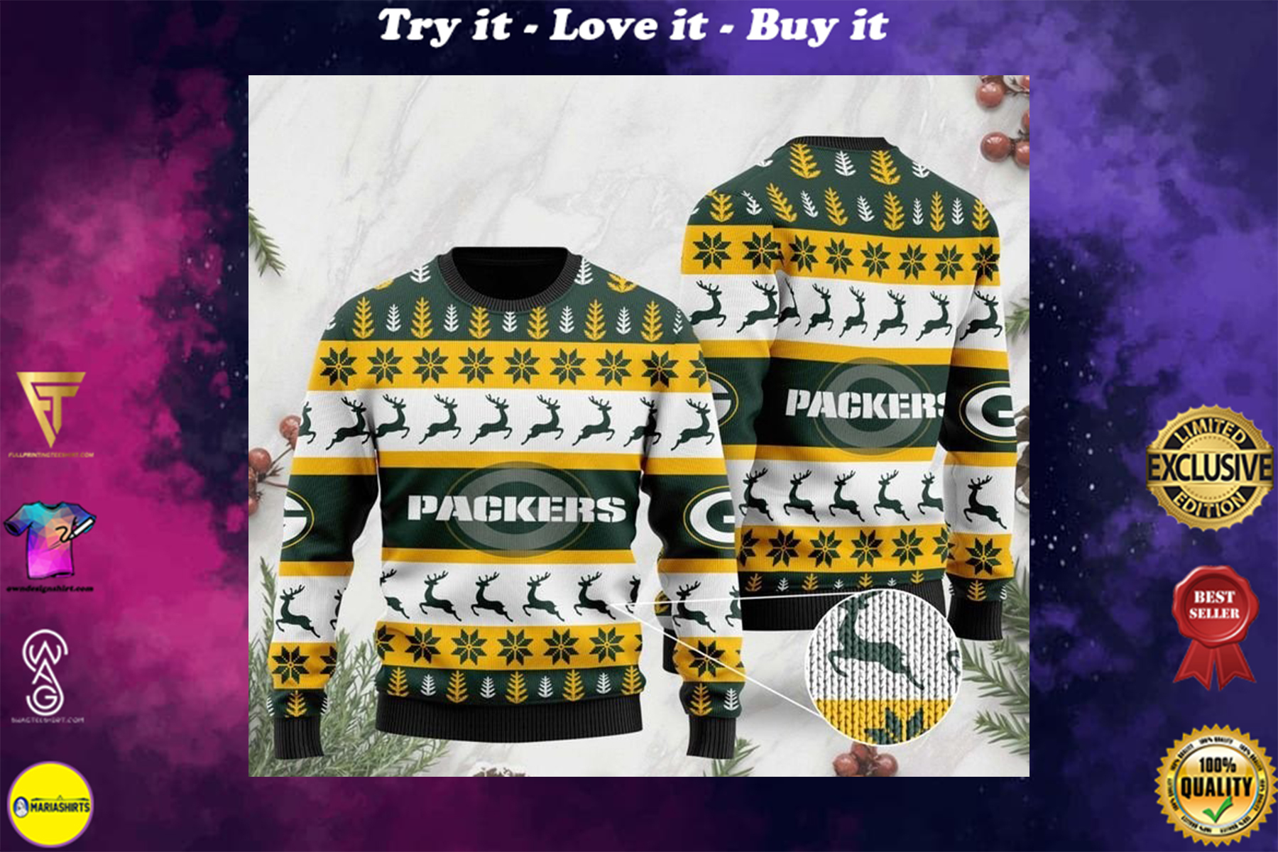 [special edition] the green bay packers football team christmas ugly sweater – maria