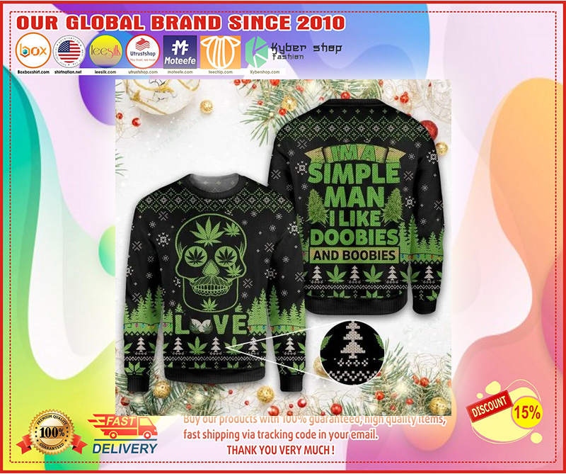 SKULL WEED I'M A SIMPLE MAN UGLY SWEATER 3
