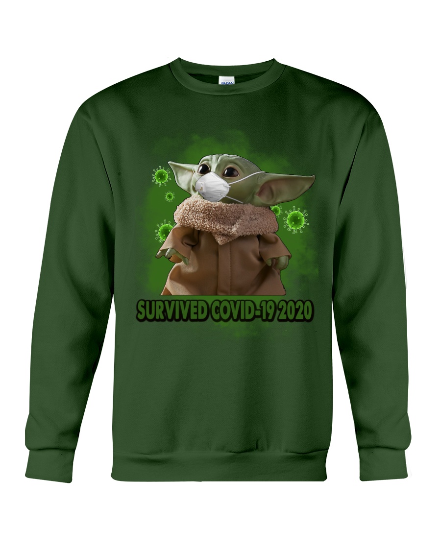 Baby Yoda wearing mask survived Covid 19 2020 hoodie