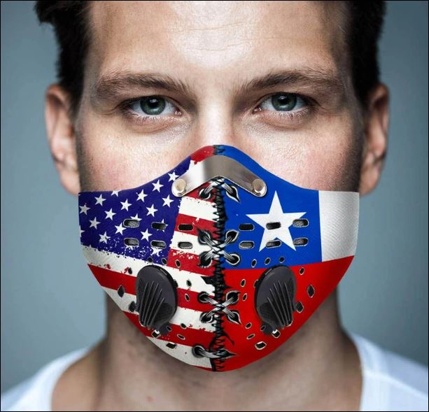 American and Chile flag filter activated carbon face mask – dnstyles