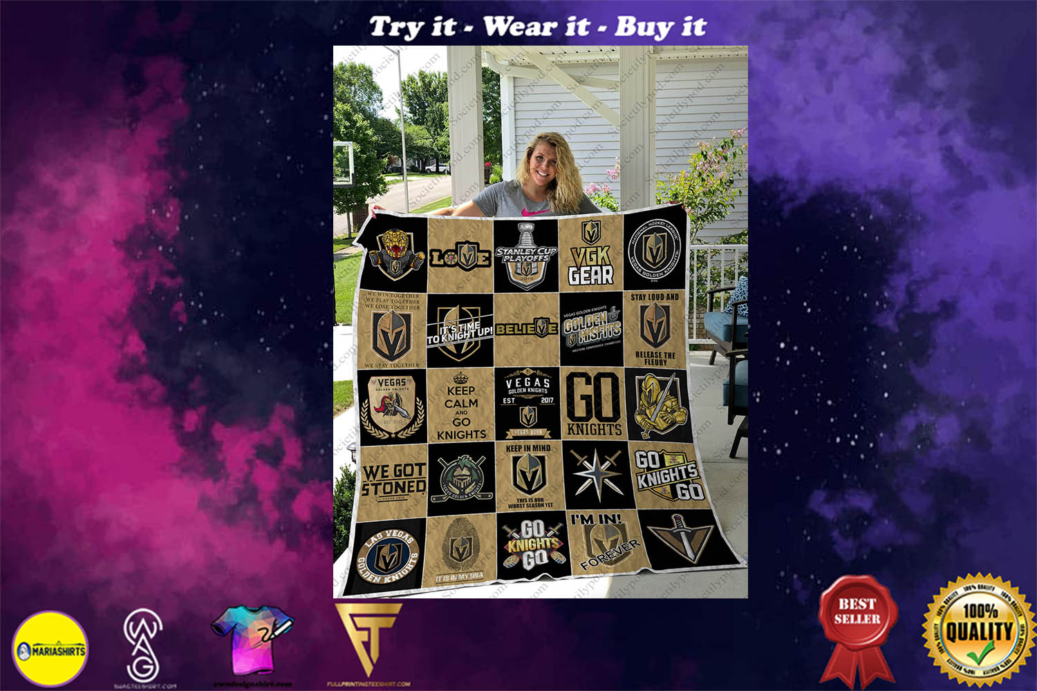 [special edition] nhl vegas golden knights full printing quilt – maria