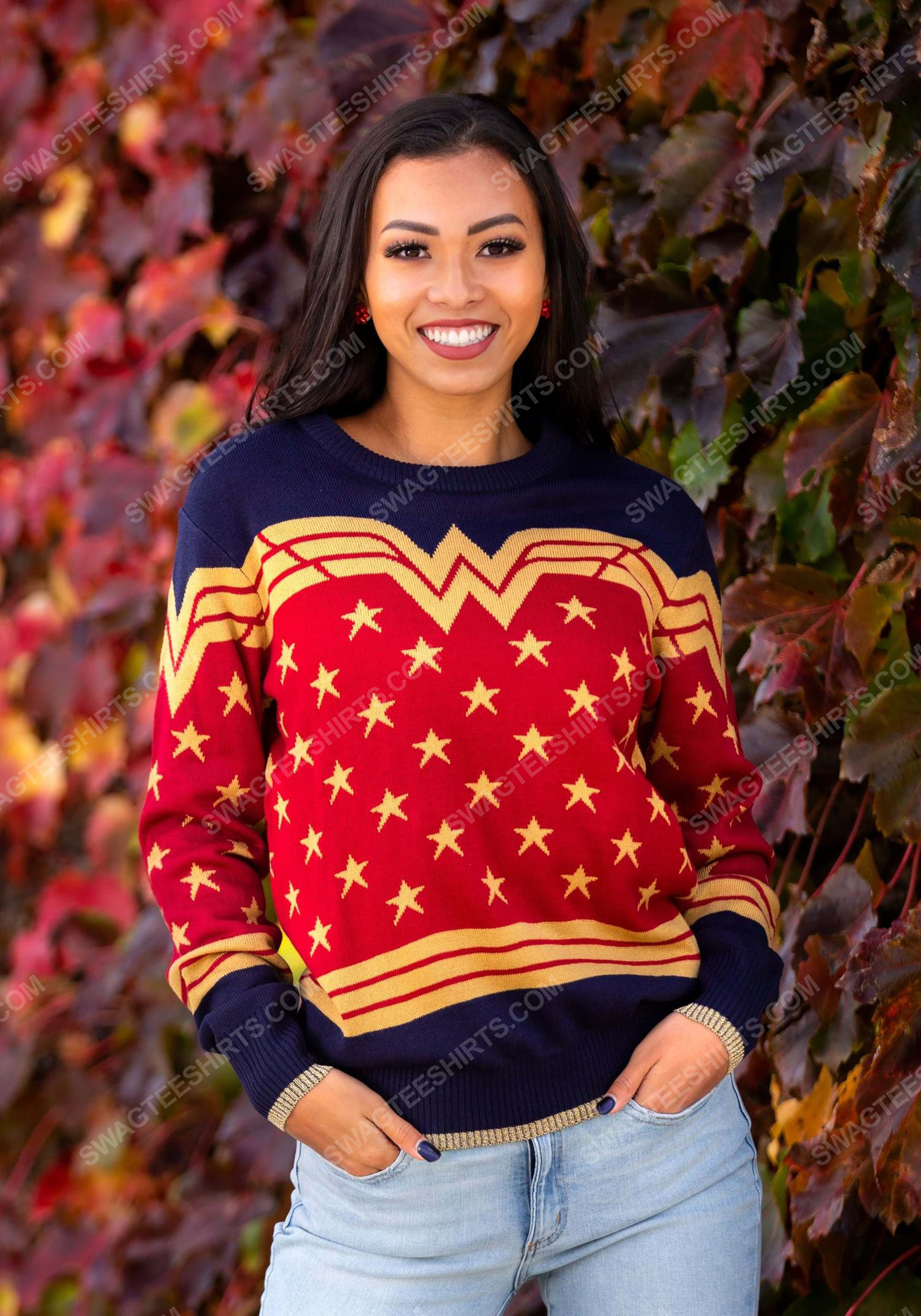 [special edition] DC comic wonder woman full print ugly christmas sweater – maria