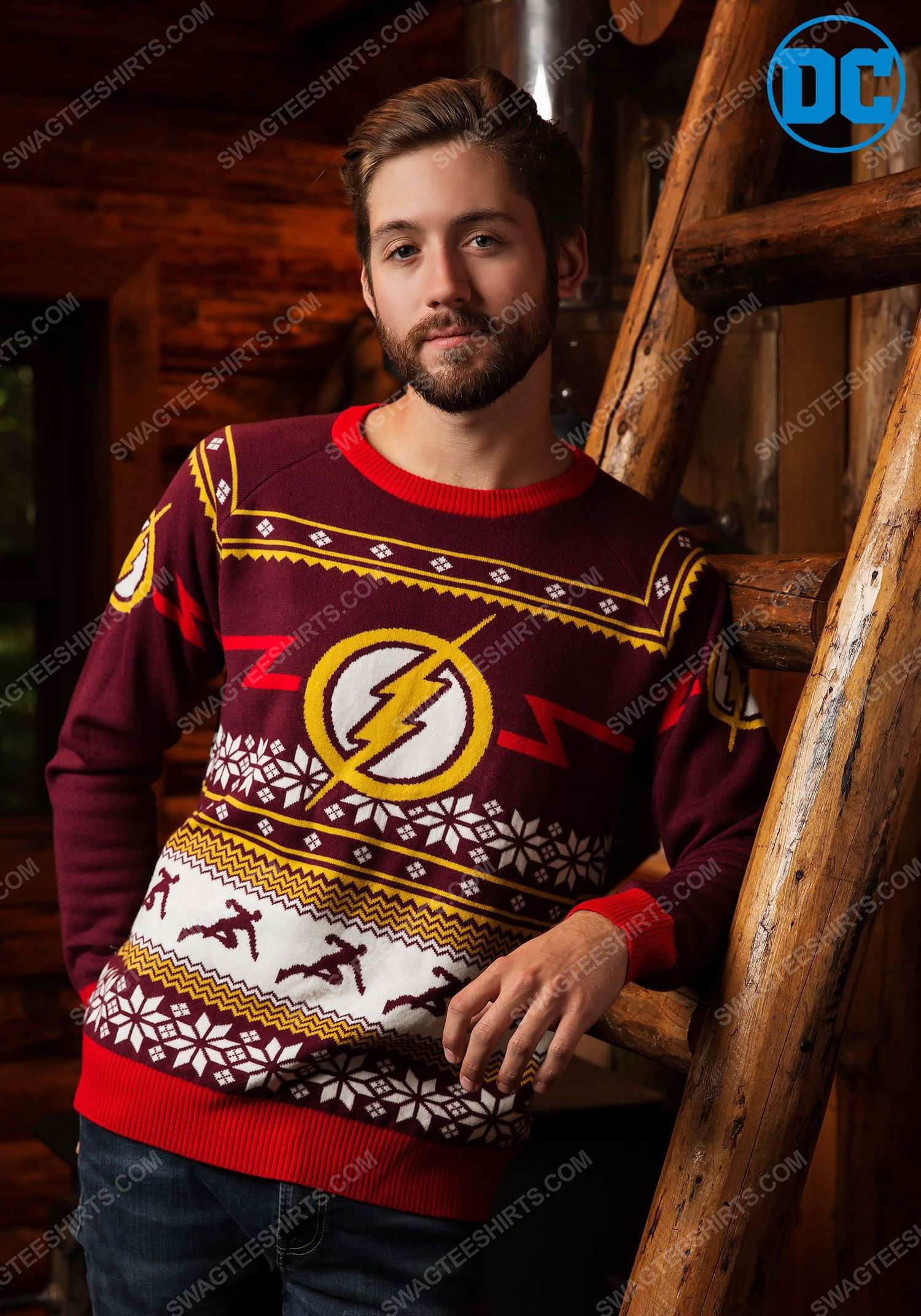 [special edition] Christmas holiday dc comic the flash full print ugly christmas sweater – maria