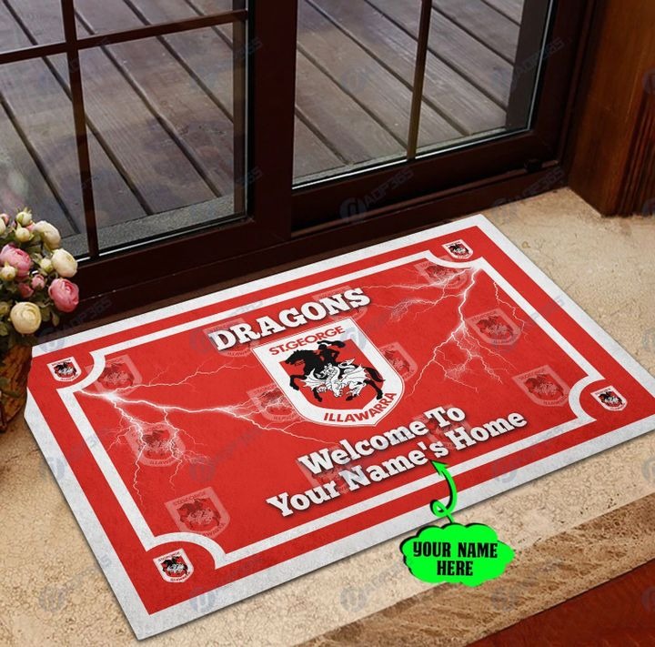 St George Illawarra Dragons welcome to home Personalized Doormat – BBS