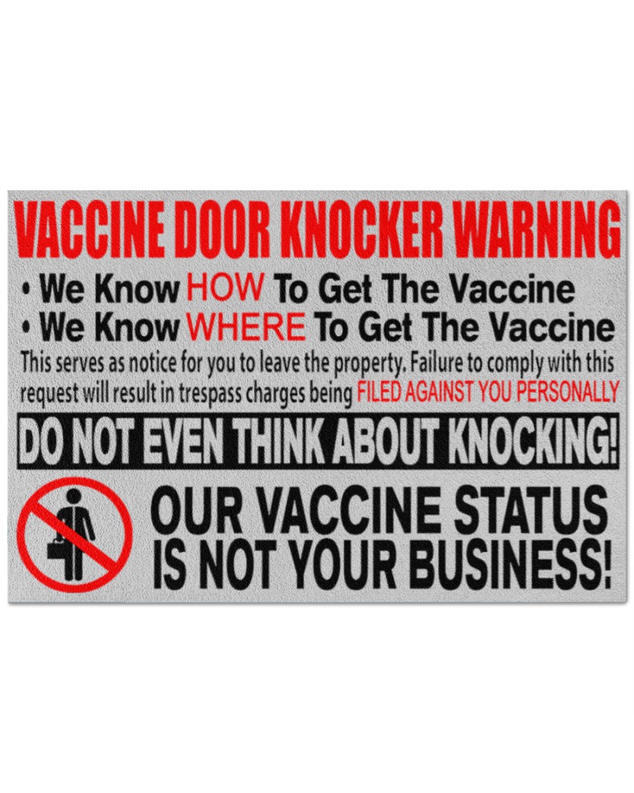 Vaccine door knocker warning doormat