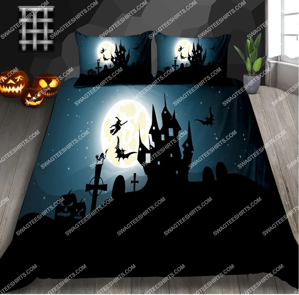 the dark castle and halloween night full printing bedding set 1