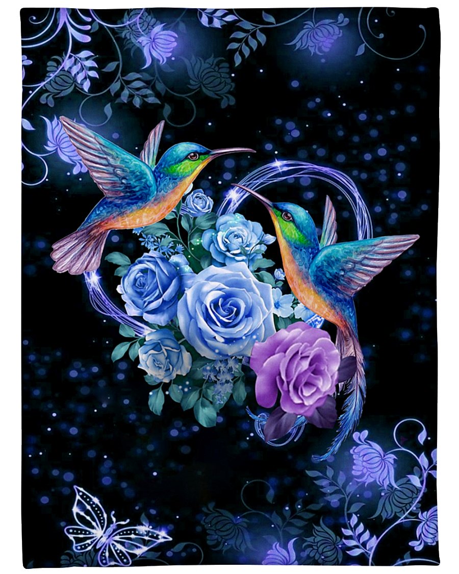 I love hummingbirds flower full over printed blanket – maria