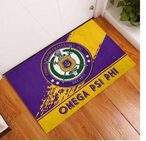 Omega Psi Phi 1911 Emblem Old Gold and Royal Purple Doormat – BBS