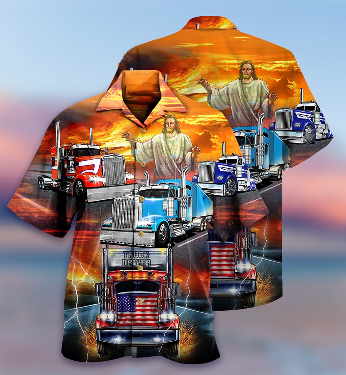 Truck driver jesus bless hawaiian shirt