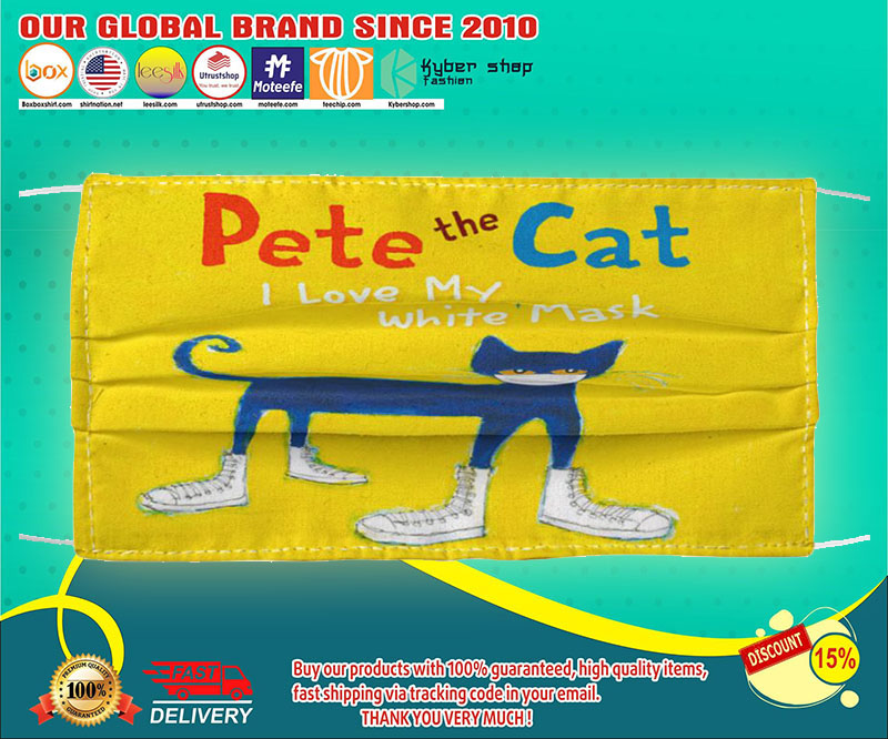 Pete the cat I love my white mask face mask 4