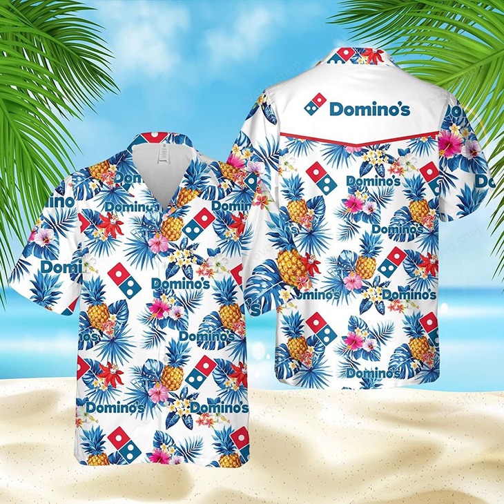 Dominos Pizza Logo Pinapple Hawaiian Shirt, Short