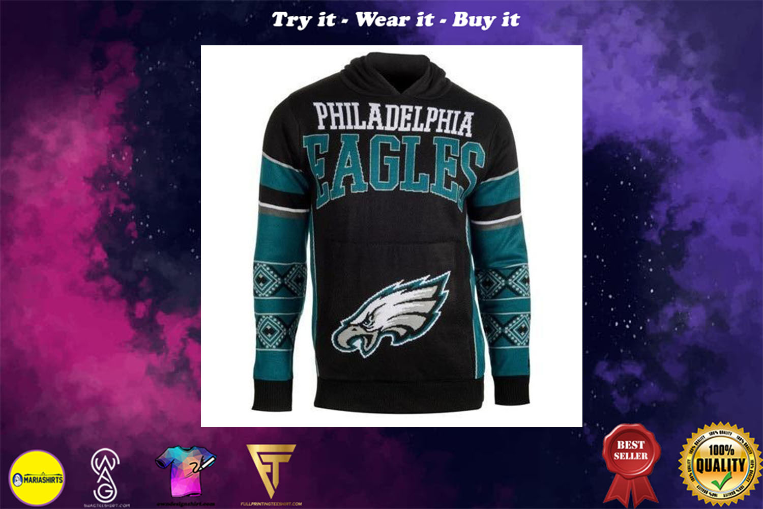 [special edition] the philadelphia eagles full over print shirt – maria