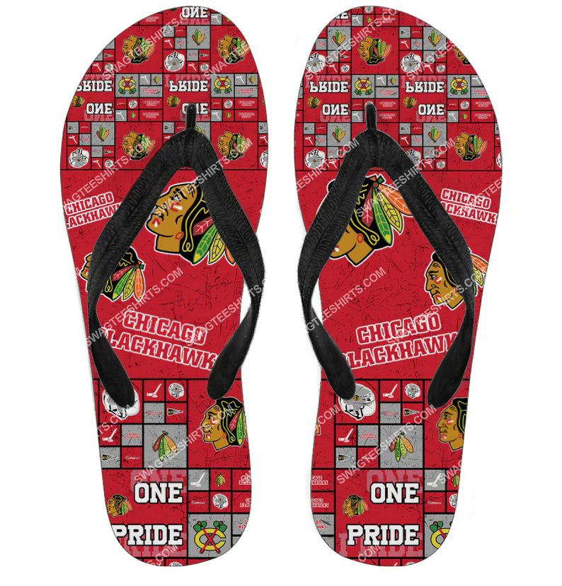 [special edition] the chicago blackhawks team all over print flip flops – maria
