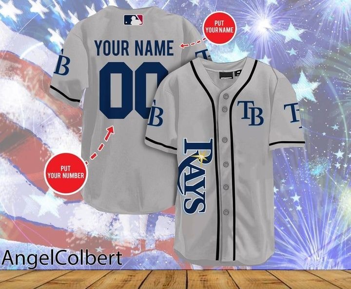 Tampa Bay Rays Personalized Name And Number Baseball Jersey Shirt - grey