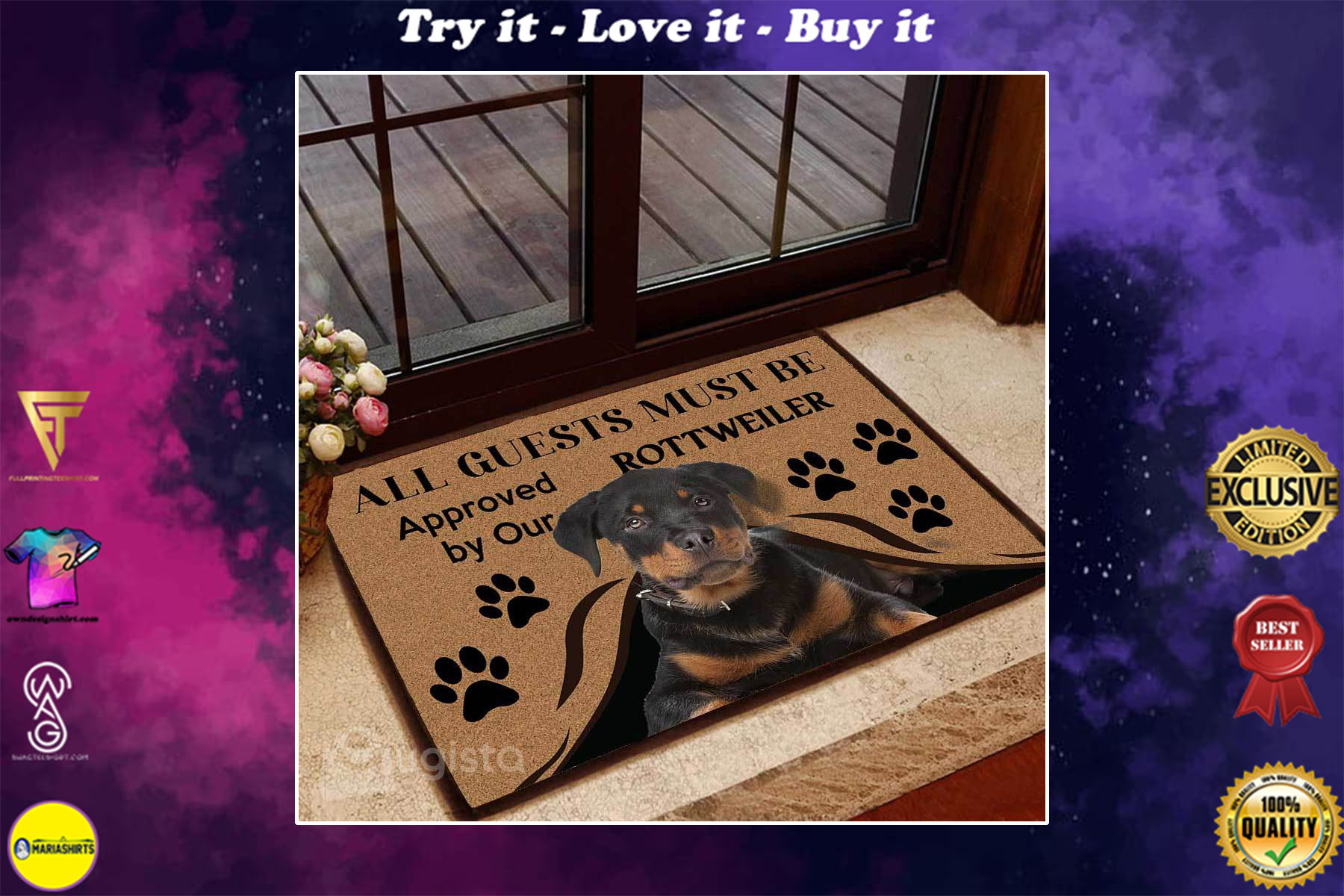 [special edition] all guests must be approved by our rottweiler doormat – maria