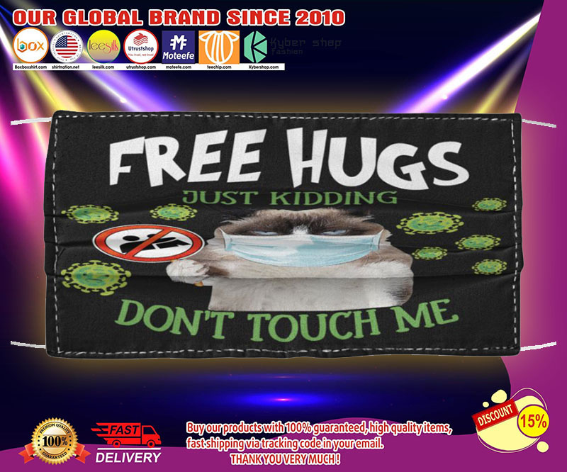 Grumpy cat free hugs just kidding don't touch me face mask 2
