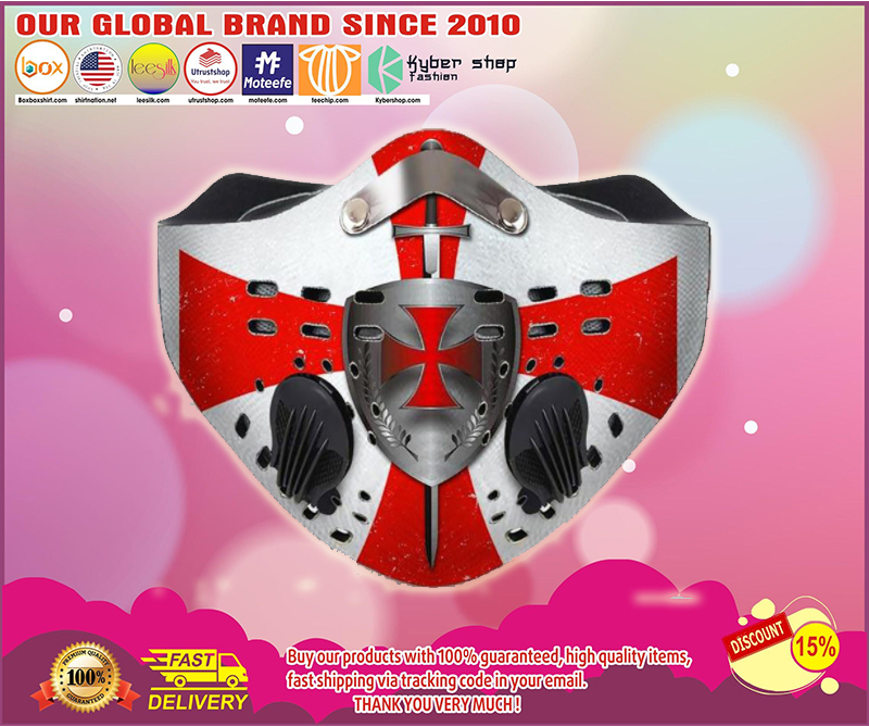 Knights templar cross symbols filter carbon face mask 2