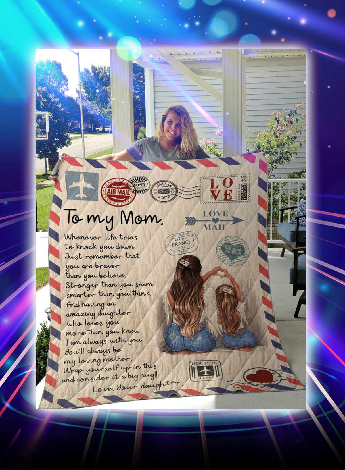 Air mail to my mom love your daughter bed set