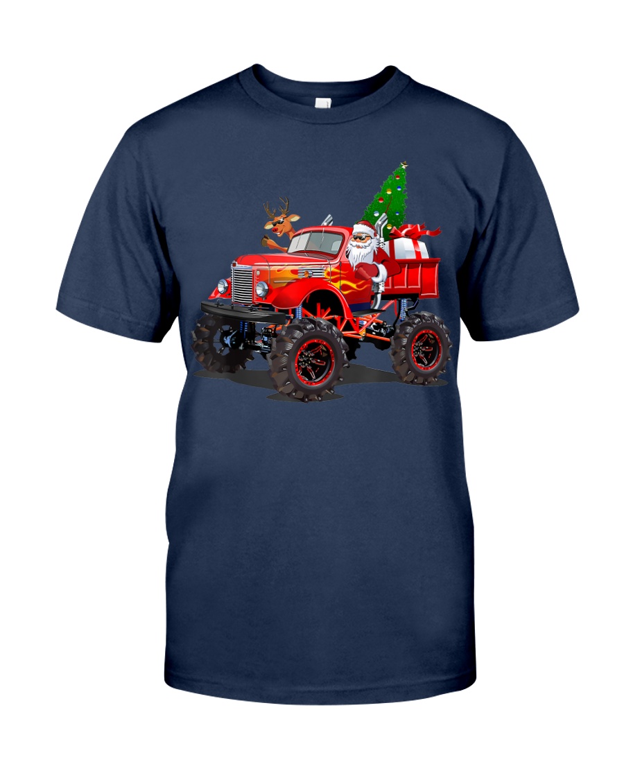 Monster Red Truck With Santa Christmas shirt