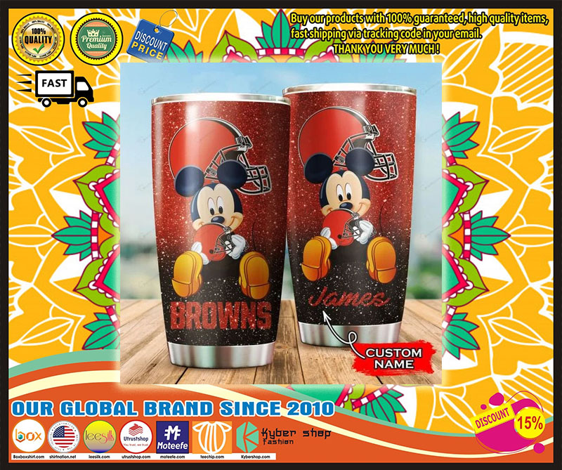 Mickey Mouse Cleveland Browns custom name Tumbler 2