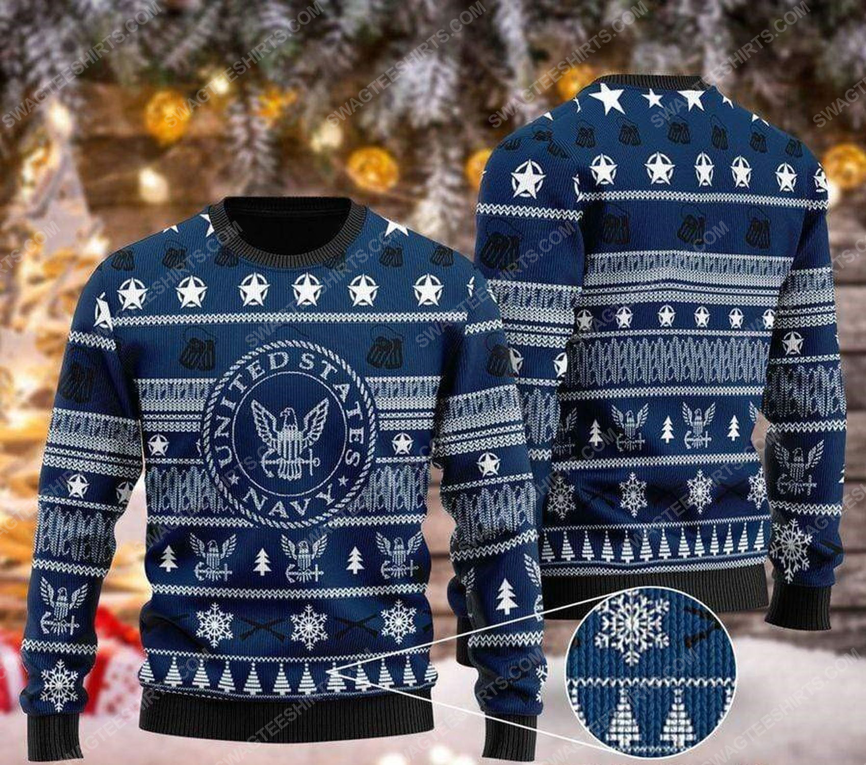 [special edition] United states navy pattern ugly christmas sweater – maria