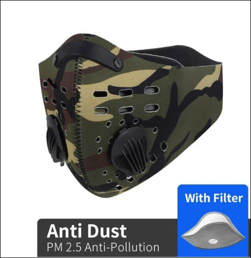 Army camo activated carbon Pm 2.5 Fm face mask