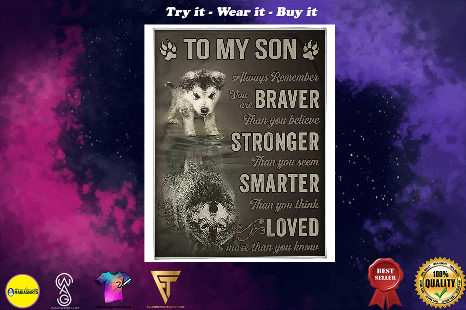 [special edition] wolf to my son always remember loved more than you know full printing blanket – maria