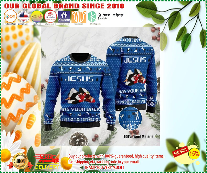 Jesus Has Your Back Jiu Jitsu ugly Christmas Sweater 2