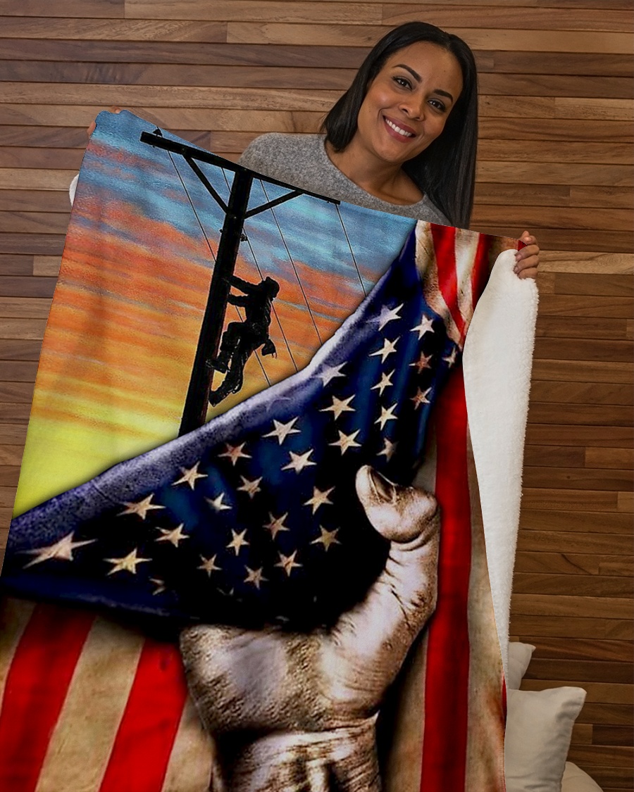 Lineman American Flag Blanket 1