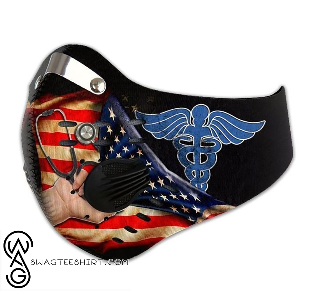 American flag nurse cna filter activated carbon face mask