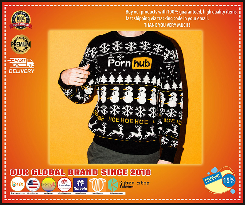 Pornhub Hoe Hoe Hoe over Print Christmas Sweater 3