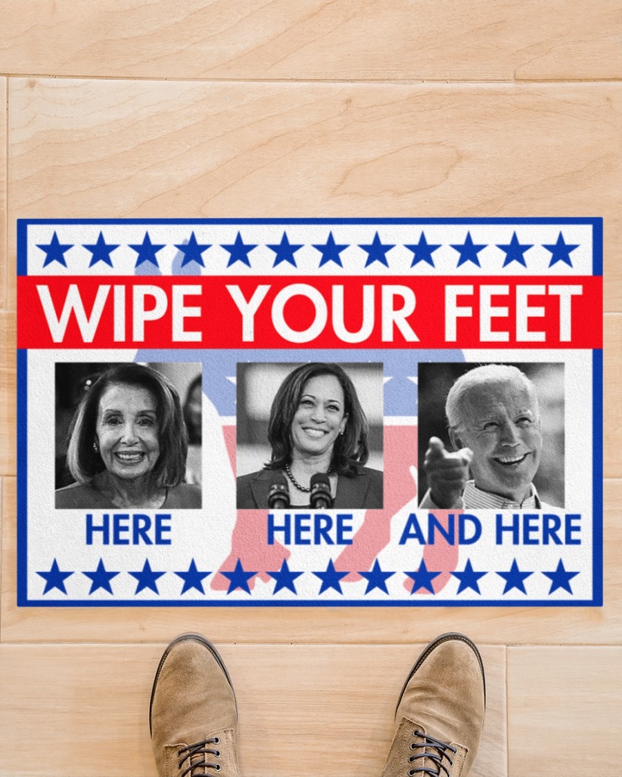 Joe Biden Kamala Harris wipe your feet here here and here doormat